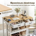 thumbnail image 4 of Magic Union Kitchen Island with Power Outlets, 47 Inches Width Kitchen Shelf with Large Worktop, Wooden Island Counter with Shelves, 2 Drawers, and 4 Hooks for Living Room, White and Natural, 4 of 7