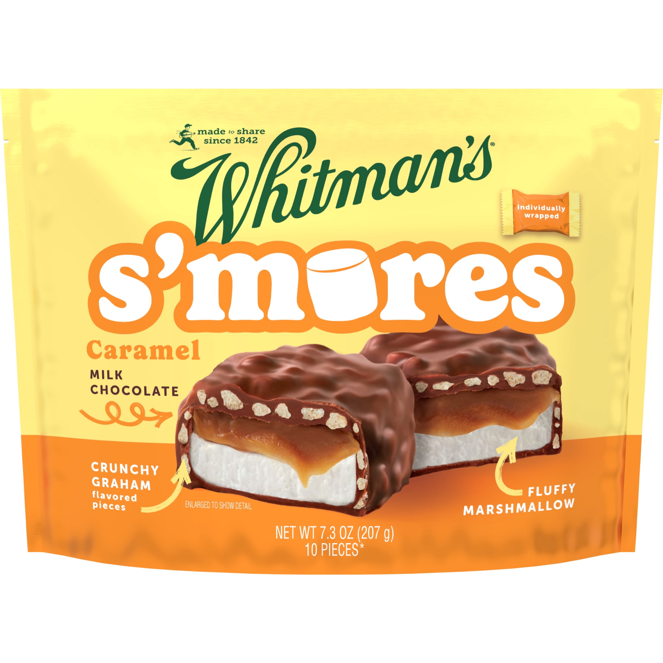Whitman's S'mores Caramel Milk Chocolate Candy, Bag 7.3. oz (10 pieces)