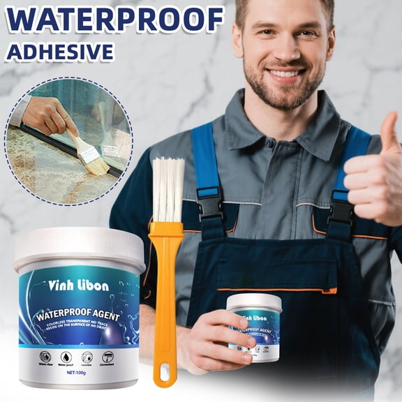 Anti-Leak Adhesive Sealant Invisible Waterproof Sealant for Wall and Roof Cracks, Transparent Leak-Proof Repair Paste for Indoor and Outdoor Use(Waterproof paste*1 brush*1)