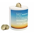 thumbnail image 2 of Enjoy the Little Things Piggy Bank, Inspirational Slogan on Future on Blurry Sunset Background, Ceramic Coin Bank Money Box for Cash Saving, 3.6" X 3.2", Orange Blue White, by Ambesonne, 2 of 4