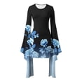 thumbnail image 4 of Long Sleeve Dress for Women Casual Printed Round Neck Pullover Fashion Patchwork Halloween Party Gown, 4 of 5