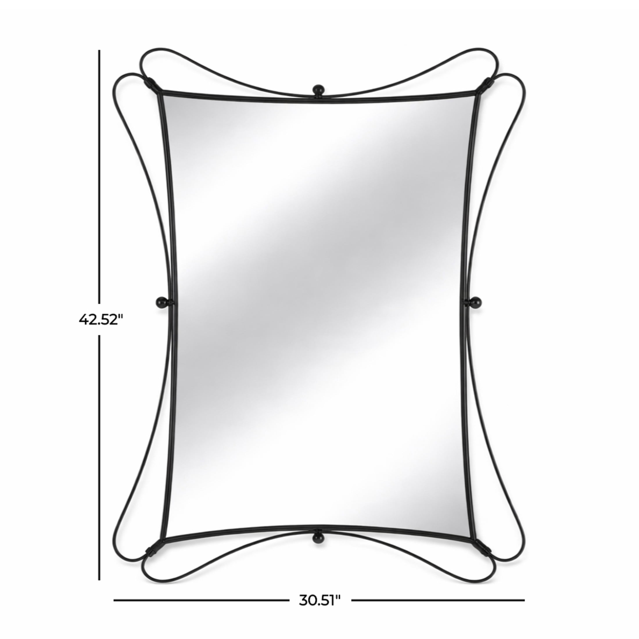 DecMode 43" x 31" Black Wall Mirror with Rounded Edges