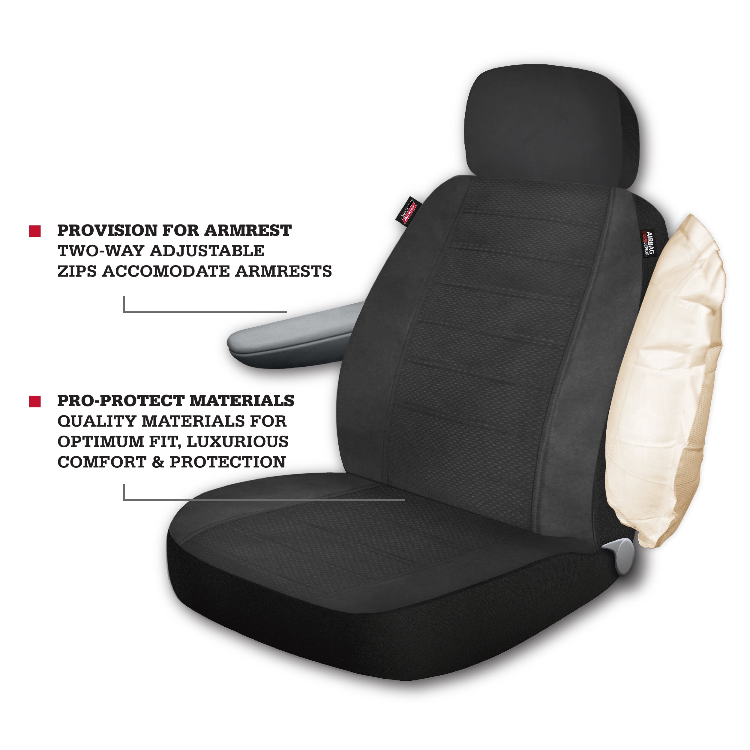 Genuine Dickies 3 Piece Arlington Cloth Truck Seat Covers Black