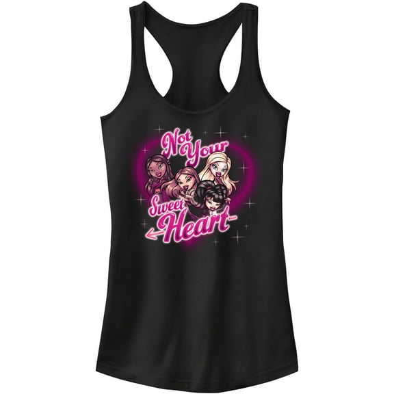 Junior's Bratz Not Your Sweet Heart  Racerback Tank Top Black Large