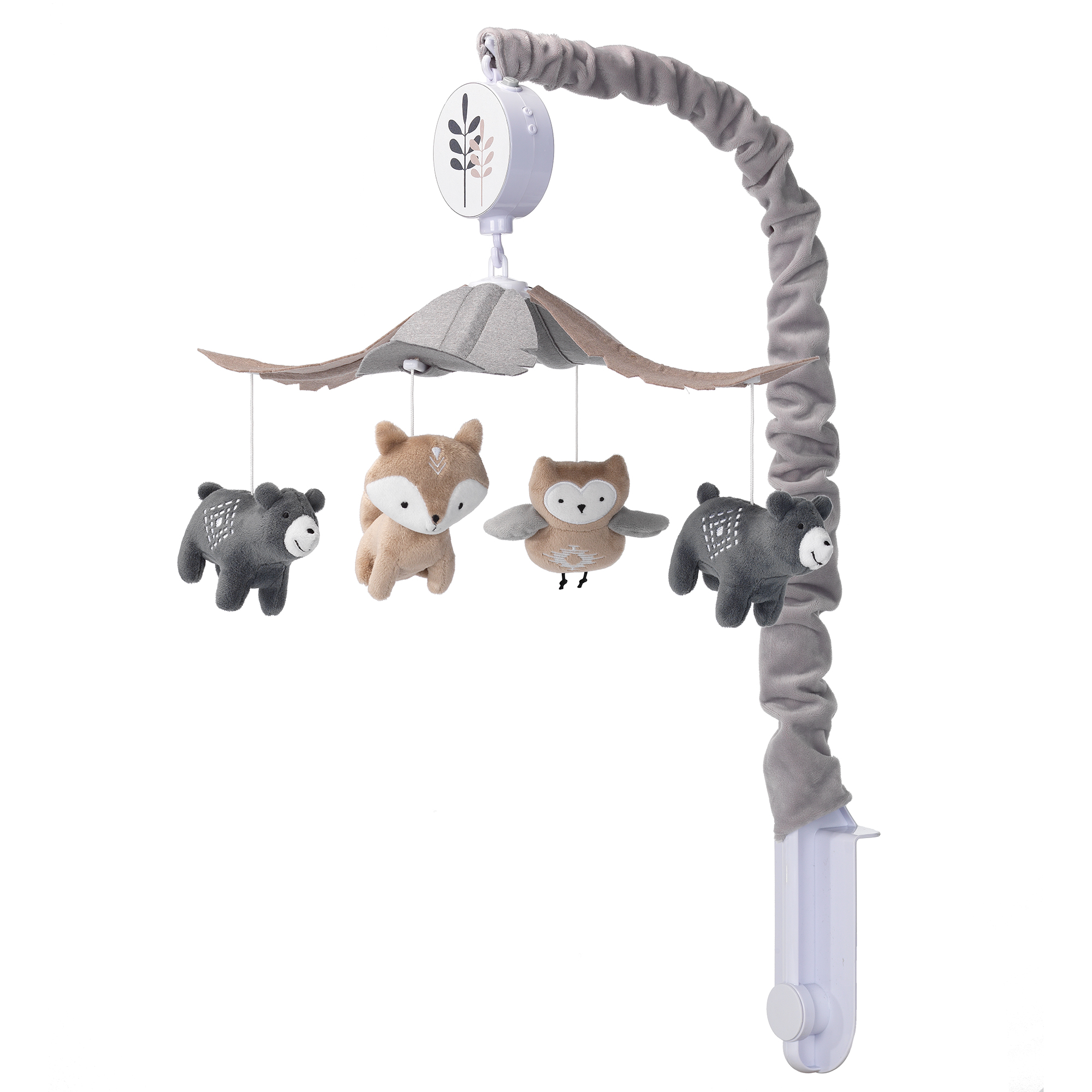 Lambs & Ivy Woodland Forest Musical Crib Mobile, Gray/Tan photo 4