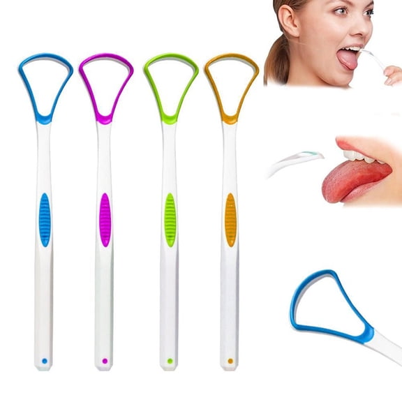 4PCS Tongue Cleaner Scraper Set – Oral Hygiene Dental Care Tool with Anti-Slip Handle