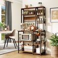 thumbnail image 2 of Gymax Bakers Rack w/ Power Outlet 6-Tier Microwave Stand w/ Wooden Open Shelves, 2 of 10
