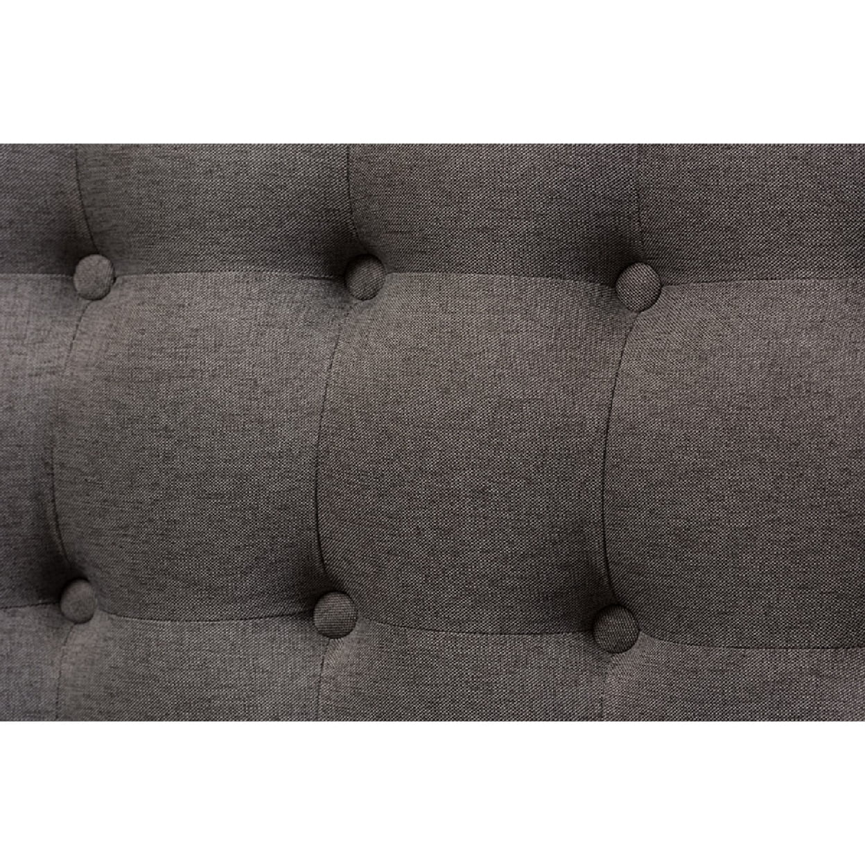 Wholesale Interiors Baxton Studio Melody Mid-Century Modern Grey Fabric and Natural Wood Finishing 3-Seater Settee Bench