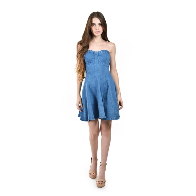 Vestido denim strapless Roman Fashion /Juvenil, 5908 (Azul medio) azul CH