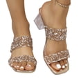 thumbnail image 4 of Women’s Chunky Heel Sandals with Rhinestone Design & Peep Toe, Comfortable Dressy Mules for Dates, Photoshoots, and Weekend Outings, 4 of 9