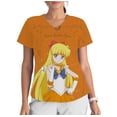 thumbnail image 5 of Blusa de salón de belleza con cuello en V y estampado de Sailor Moon para mujer, ropa de trabajo, de manga corta, 5 of 5
