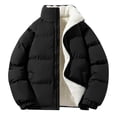 thumbnail image 4 of Ptauao Men's Winter Puffer Jacket Sherpa Lined Wind Resistant Midweight Warm Insulated Quilted Down Coat Parka, 4 of 6