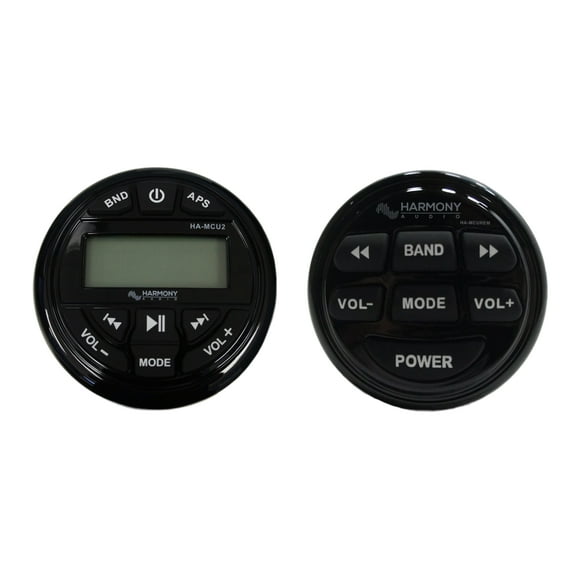Harmony Audio HA-MCU2 Weather - Resistant Marine Gauge Style Media Receiver With AM/FM Radio USB Connection & Bluetooth Bundle with HA-MCUREM Marine Audio Remote Control