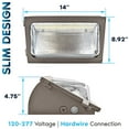 thumbnail image 6 of Luxrite Slim Outdoor LED Wall Pack Light with Dusk to Dawn, 45W-75W Tunable, 10125LM, 3CCT 3000K-5000K, IP65, 120-277V, 6 of 7