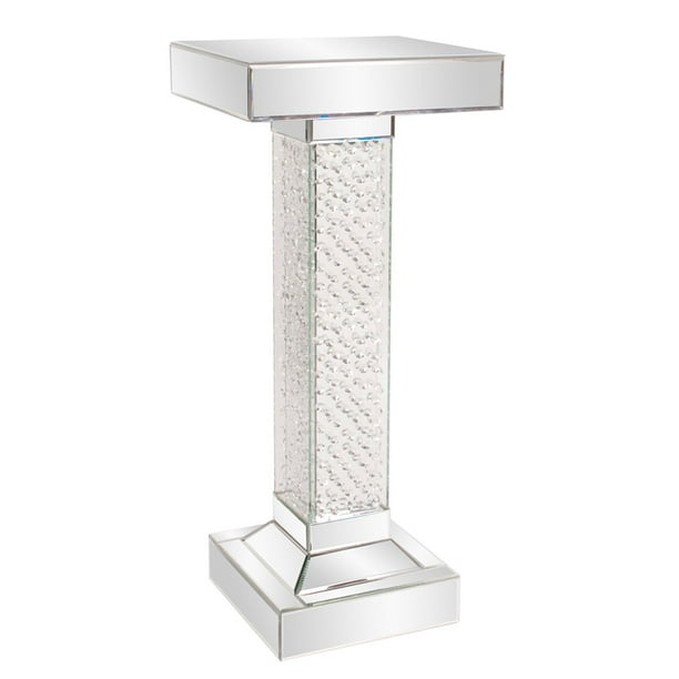 Howard Elliott Clear Mirrored Pedestal With Glass Crystal Accents Com Howard Elliott Clear Mirrored Pedestal, Howard Elliott Mirrored Pedestal