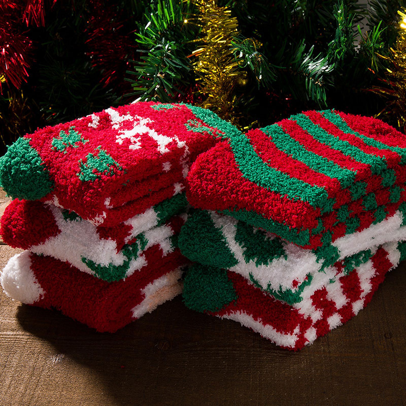 6Pairs Women Christmas Fuzzy Socks, Fluffy Socks,Winter Warm Cozy ...
