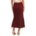 thumbnail image 3 of Women's Lace Floral Skirts Ruffle Hem High Waist Cocktail Midi Skirt S Wine Red, 3 of 6