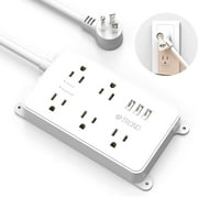 TROND Power Bar Surge Protector with 3 USB Ports, ETL Listed, 5 Widely-Spaced Outlets, Flat Plug, 1300 Joules, 5ft