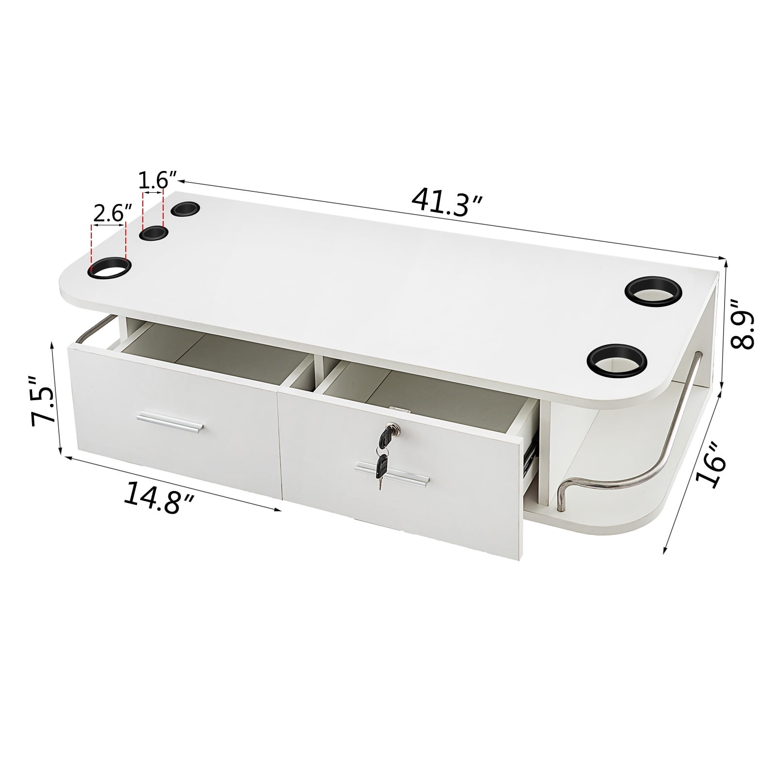 BENTISM Wall Mount Styling Station Salon Equipment 41.3x16x8.9 inch SPA, Barber, Bathroom White