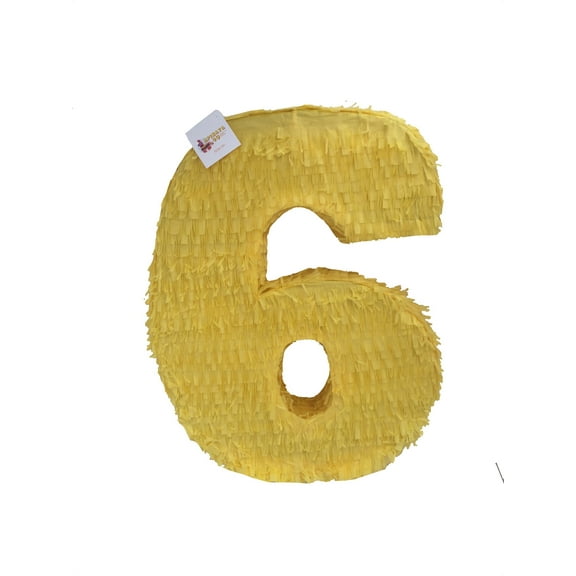20'' Tall Number Six Pinata Yellow Color Sixth Birthday