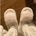 thumbnail image 4 of Xfvqtps Womens Furry Slippers Fluffy Plush Three Dimensional Love Open Toe Memory Foam Thick Bottom Soft Sole Comfortable Non-Slip Warm Winter Indoor and Outdoor Slippers White, 4 of 9