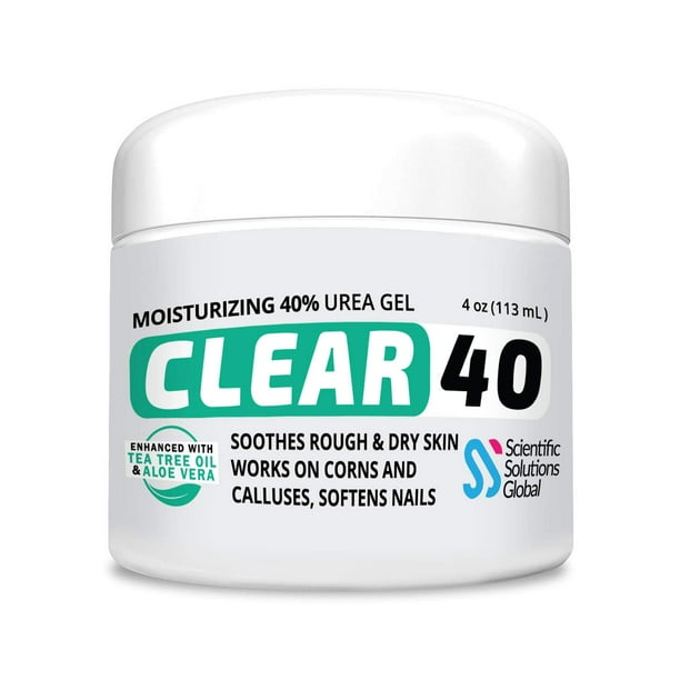 CLEAR 40 Crema de urea 40 por ciento para pies de máxima resistencia (4 oz) | Suaviza los talones agrietados y la piel seca Crema de urea 40 por ciento - Árbol de té y aceite de coco | Crema de urea p