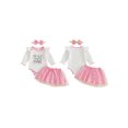 thumbnail image 2 of Cjfdfy Newborn Baby Girl Birthday Outfit Long Sleeve Romper,Tulle Skirt,Headband Set Neaswborn Fall Clothes Cute Half Way To One Print Letter 1/2 Birthday Girl Outfits, 2 of 9