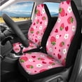 thumbnail image 2 of Qpednta Pink Strawberry 14 Pieces Car Seat Covers with Headrest Cover and Steering Wheel Cover Center Console Cover Auto Seat Belt Cover Cars Water Cup Coaster Comfortable for Car SUV, 2 of 6