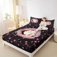 thumbnail image 3 of Castle Fairy Sport Baseball Glove Print Queen Sheets 4 Pieces, Starry Sky Queen Sheet Sets, Black Pink White,1 Fitted Sheet, 1 Flat Sheet and 2 Pillowcases, 3 of 6