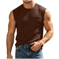 thumbnail image 3 of OGLCCG Tank Tops Men Muscle Athletic Sleeveless Shirt Casual Summer Loose Fit Crewneck Active Tank Top with Pocket,Coffee, 3 of 7
