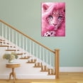 thumbnail image 3 of Mudket Pink Fluffy Leopard with Pink Rose Canvas Wall Art, Cute Glam Princess Wall Art for Bedroom Print for Girls Nursery Dorm Home Decor , Framed Ready to Hang - 12"L x 8"W, 3 of 9