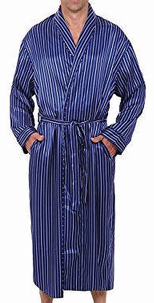Alexander Del Rossa Mens Robes Classic Striped Satin XL