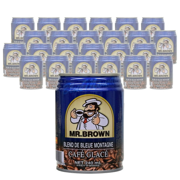 Brown M. Premium Goût Bleu Mélange de Montagne Café Glacé Prêt à Boire (240ml Canette, Pack de 24)