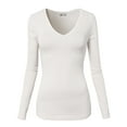 thumbnail image 2 of H2H Womens Basic Slim Fit Soft Long Sleeve V Neck Cotton T-Shirt WHITE US 2XL/Asia 2XL (CWTTL0172), 2 of 6