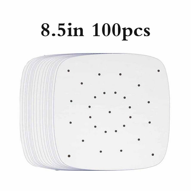 Revestimiento Para Freidora De Aire Resistente Al Calor, Papel De Pergamino Perforado Cuadrado Antiadherente Con Materiales De Madera Natural Seguros, Papel De Filtro Para Freidora De Aire 100 Piezas Cateissary HA024467-02