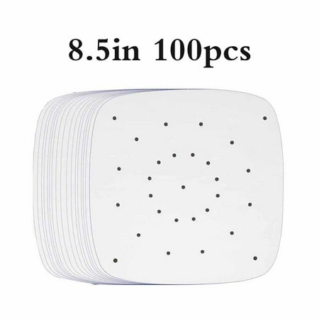 

100pcs Air Fryer Liners Heat- resistant Square Perforated Parchment Paper Non-stick with Safe Natural Wood Materials Filter Paper for Air Fryer Steaming Basket Baking Ovening