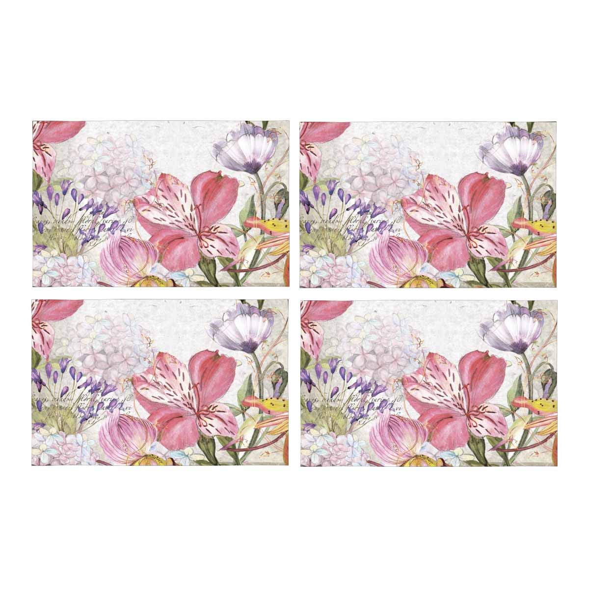 MKHERT Vintage Dragonfly in Floral Spring Garden Placemats Table Mats