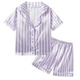 thumbnail image 6 of Kaemgyyd Toddler Girl Boy Two Piece Pajamas Set Fashion Stripe Button down Shirt Top and Shorts Lounge Sleepwear Pjs Set, 6 of 6