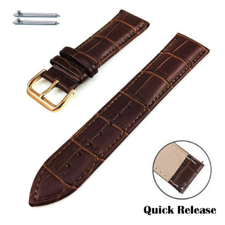 Pack of 2 Steel & Leather Rose Gold Replacement Watch Band Bulova 