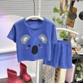 thumbnail image 2 of KPOPLK Summer Toddler Girl Clothes Girl Clothes 3 6 12 18 24 Months 2T 3T Toddler Baby Girl Summer Clothes Short Sleeves T-Shirt Tops + Shorts Cute Outfits Set(12-18 Months,Blue), 2 of 6