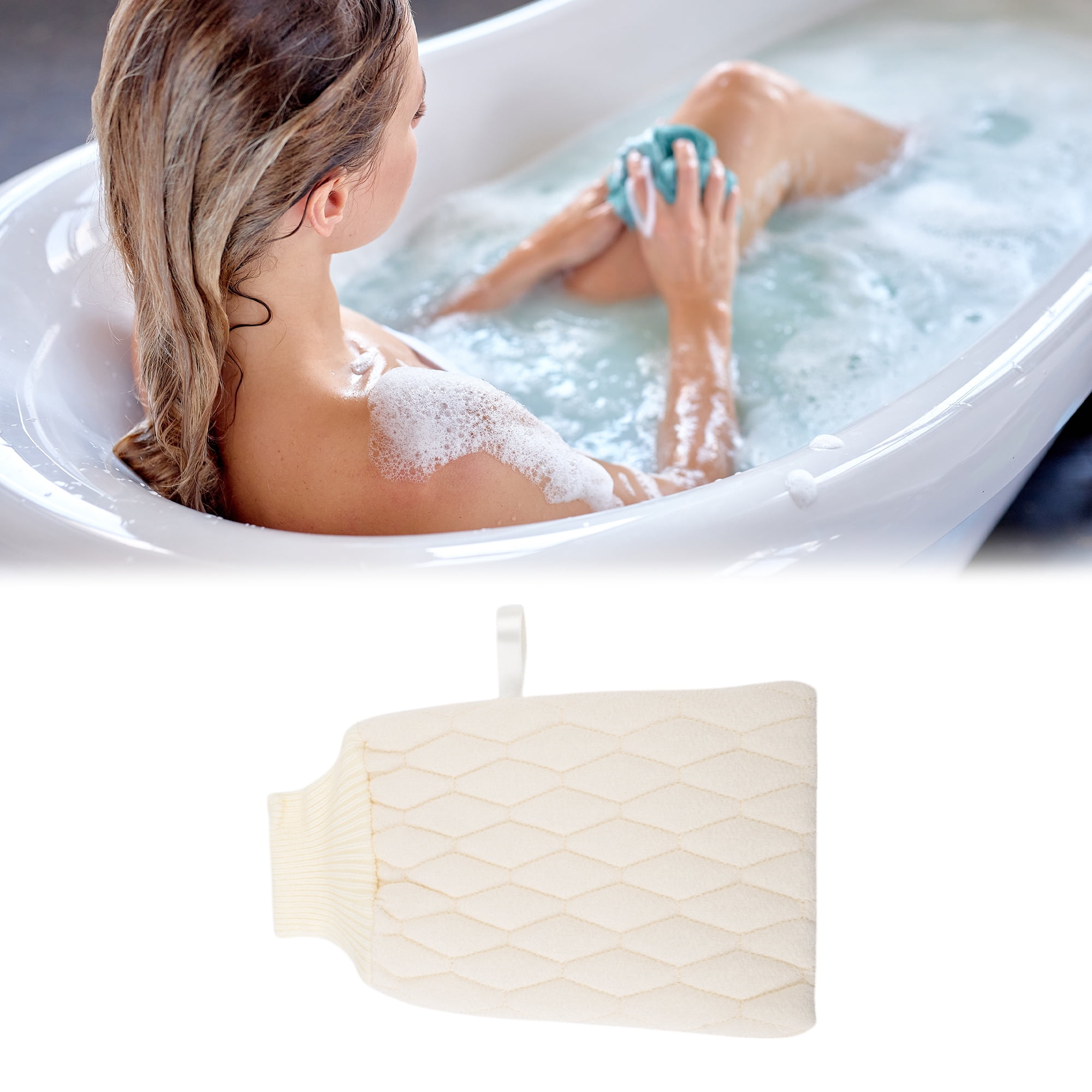 Unique Bargains Double-sided Bath Towel for Shower Room 5.51"x9.06" 1 Pc Beige