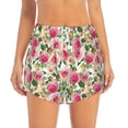 thumbnail image 3 of Uemuo Rose Flowers Pattern Women's Athletic Shorts High Waisted Running Shorts with Liner Pockets Gym Elastic Workout Shorts-Medium, 3 of 9