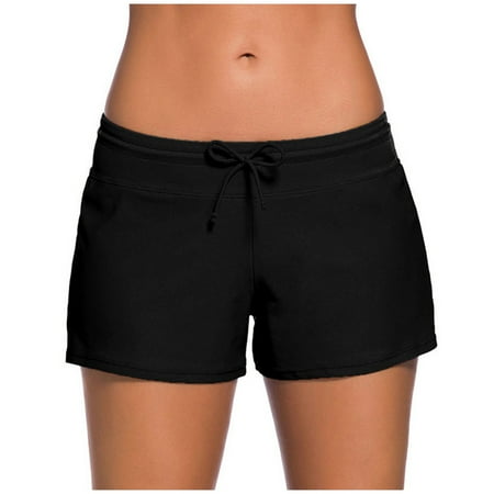 Hontri Swimwears Tankinis Set Women Tankini High Waist Bikini Bottoms Swim Briefs Beach Shorts Ruched Bottom Black M