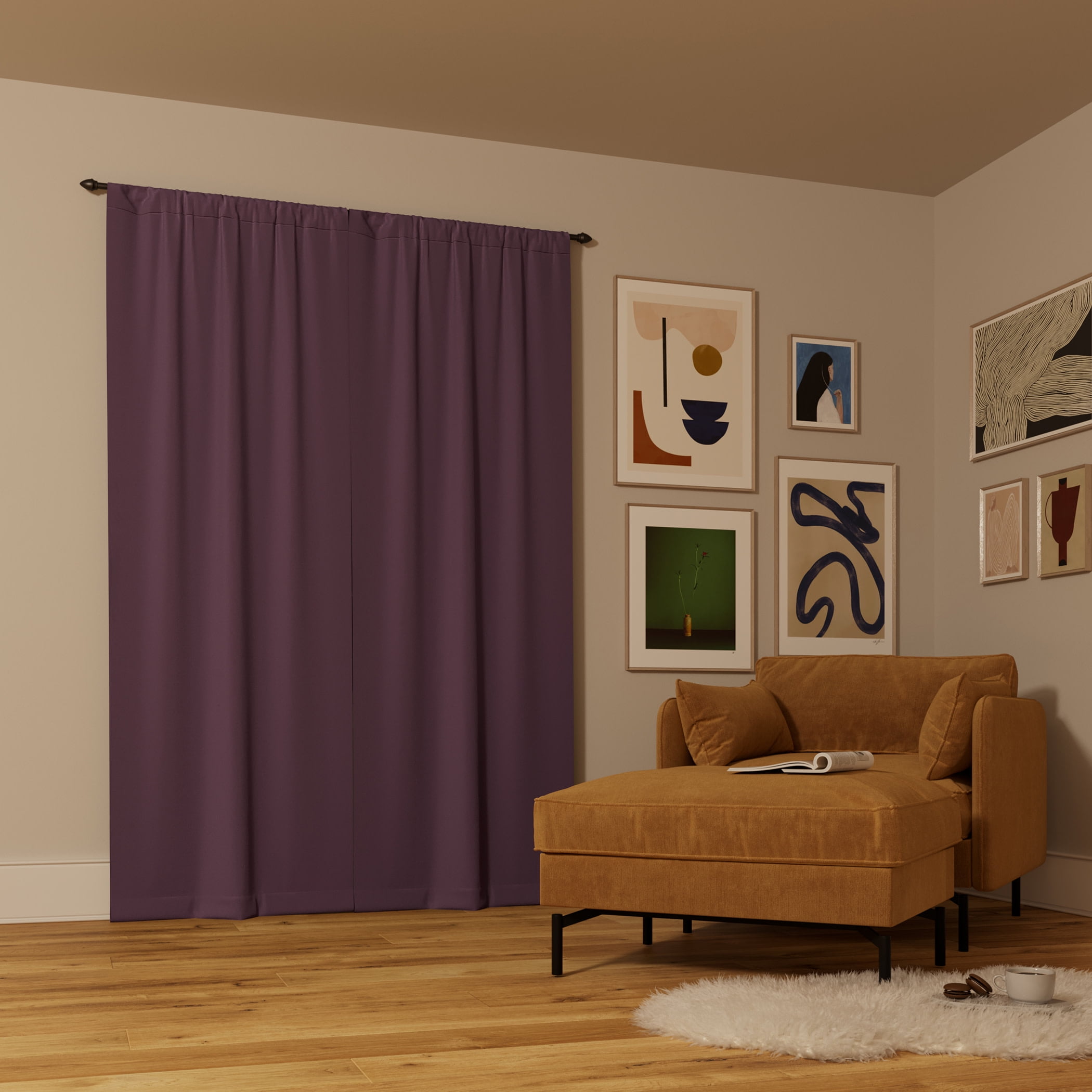 Sun Zero Rianna Theater Grade Extreme 100% Blackout Rod Pocket Curtain Panel, 40"X84", Amethyst Purple