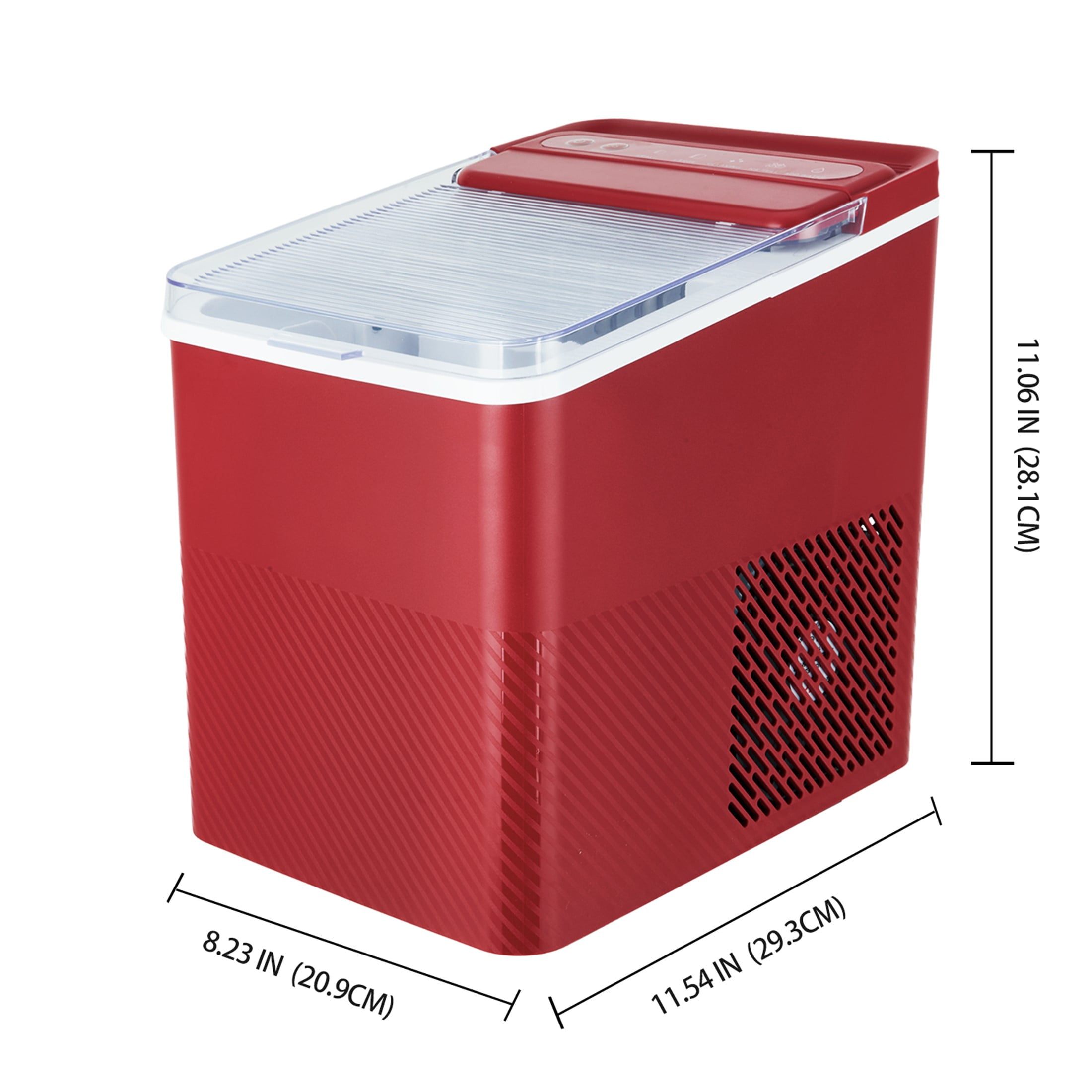 Mainstays Portable Countertop Ice Maker, 26 lbs Per Day, Compact Ice Machine with Quick Ice Cycles, No Plumbing Required, Red