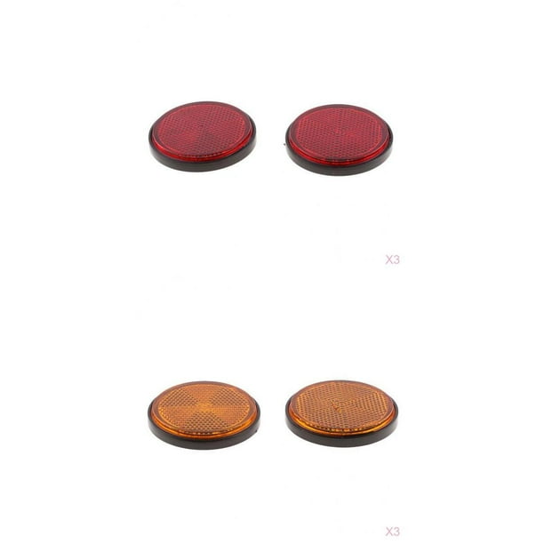 6 Pares de Placas Reflectoras para Motocicleta Universales para Motocicleta ATV Rojo + Naranja SM SunniMix Reflectores redondos de motocicleta