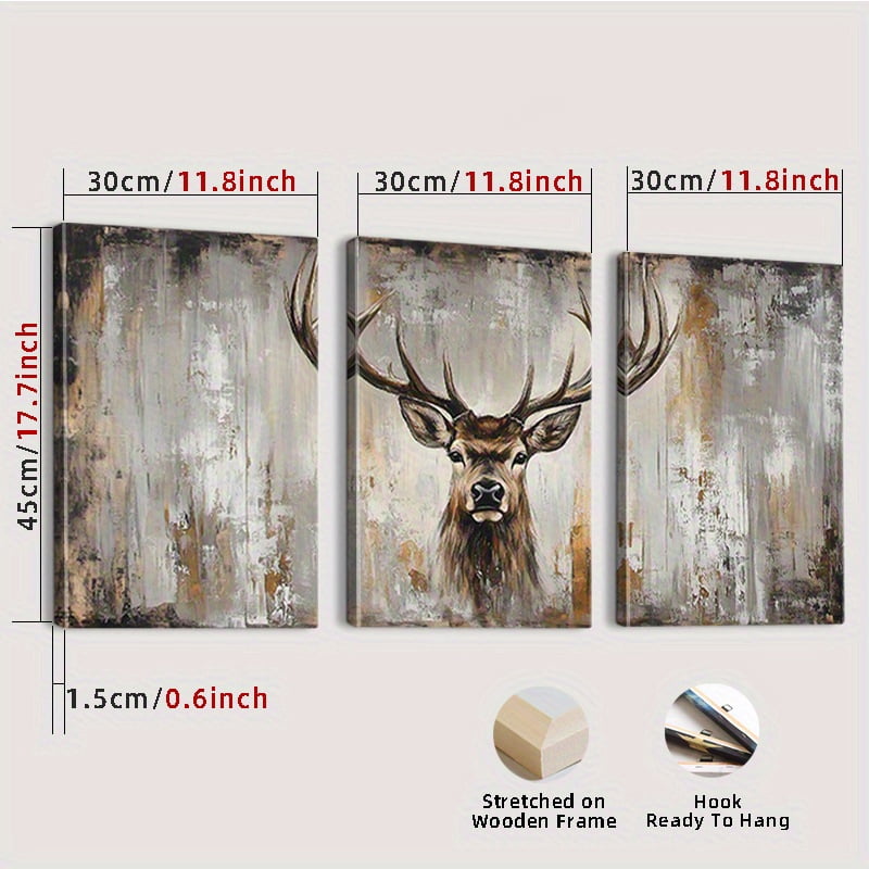 Framed 2D Flat Design with a 2D Plane Effect, Featuring a Large Modern Abstract Deer Canvas Wall Art - Framed Rural Wildlife Painting, Suitable for Living Room And Bedroom Decor