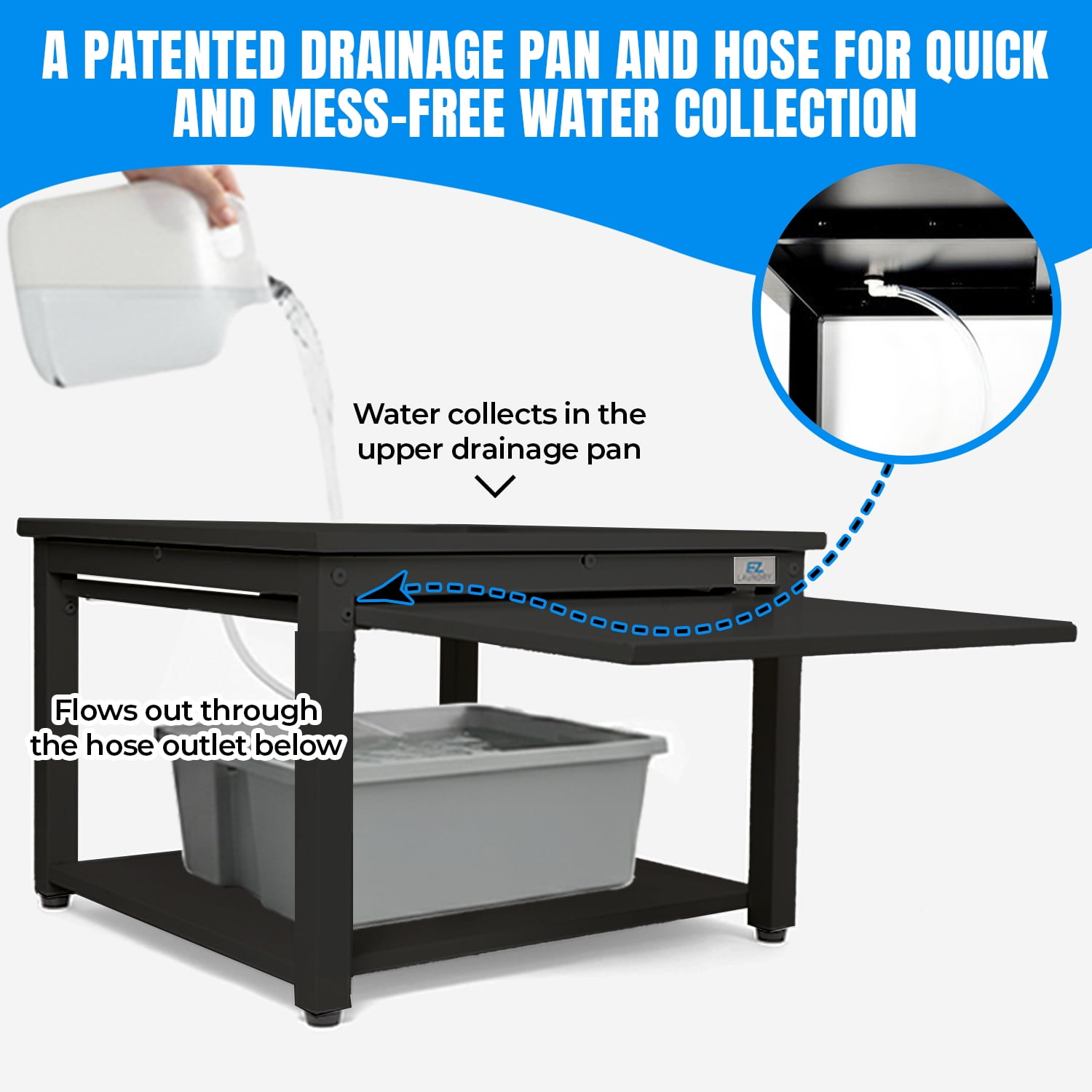 EZ Laundry Pedestal Steel 29" x 10" Base with Pull-Out Tray for Front Load Machines Gray