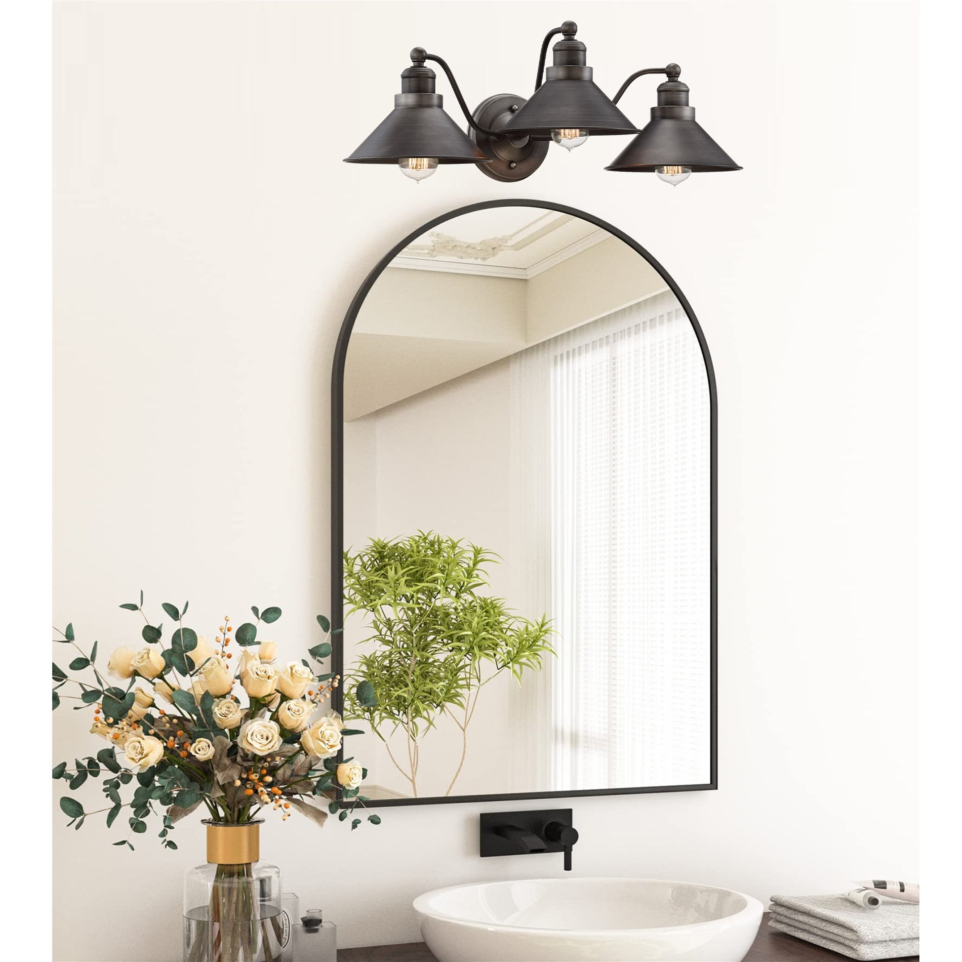 Kira Home Welton 26" Modern Industrial 3-Light Vanity / Bathroom Light, Brushed Dark Industrial Bronze Finish