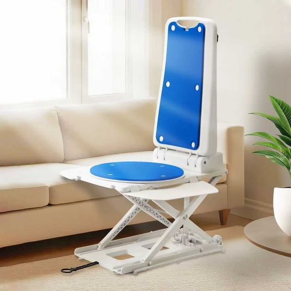 HOVER HEART Electric Bath Lift Chair, Battery-Operated with Remote Control, IP68 Waterproof Floor Lift for the Elderly and Disabled, 275 lbs Capacity,Blue